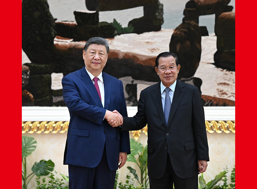 習(xí)近平會(huì)見柬埔寨人民黨主席、參議院主席洪森